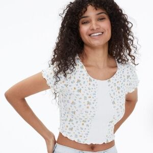 Aeropostale Seriously Soft Floral Patchwork Baby Tee Sz Medium